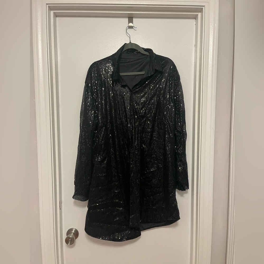 Sparkley black dress/ shirt size XL never worn!